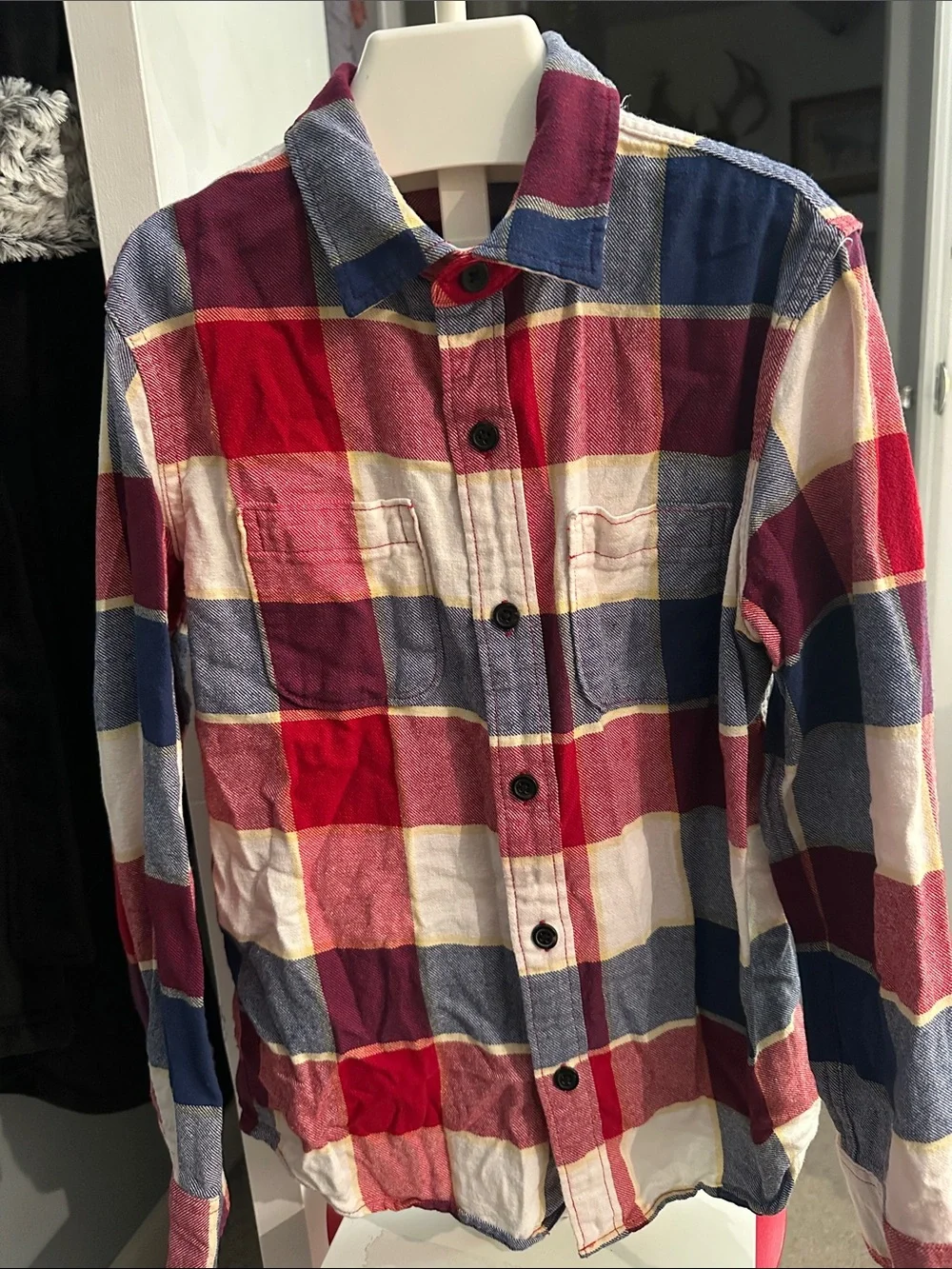 GAP Kids Plaid Shirt in Red, Navy & Cream